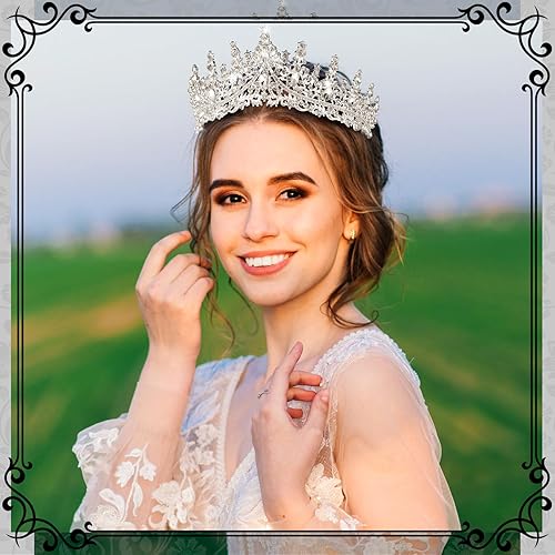 Miniatura 5 de Kigeli Paquete de 4 coronas de reina para mujer, corona de concurso con peines de diamantes de imitación, tiara de princesa, tiara de graduación