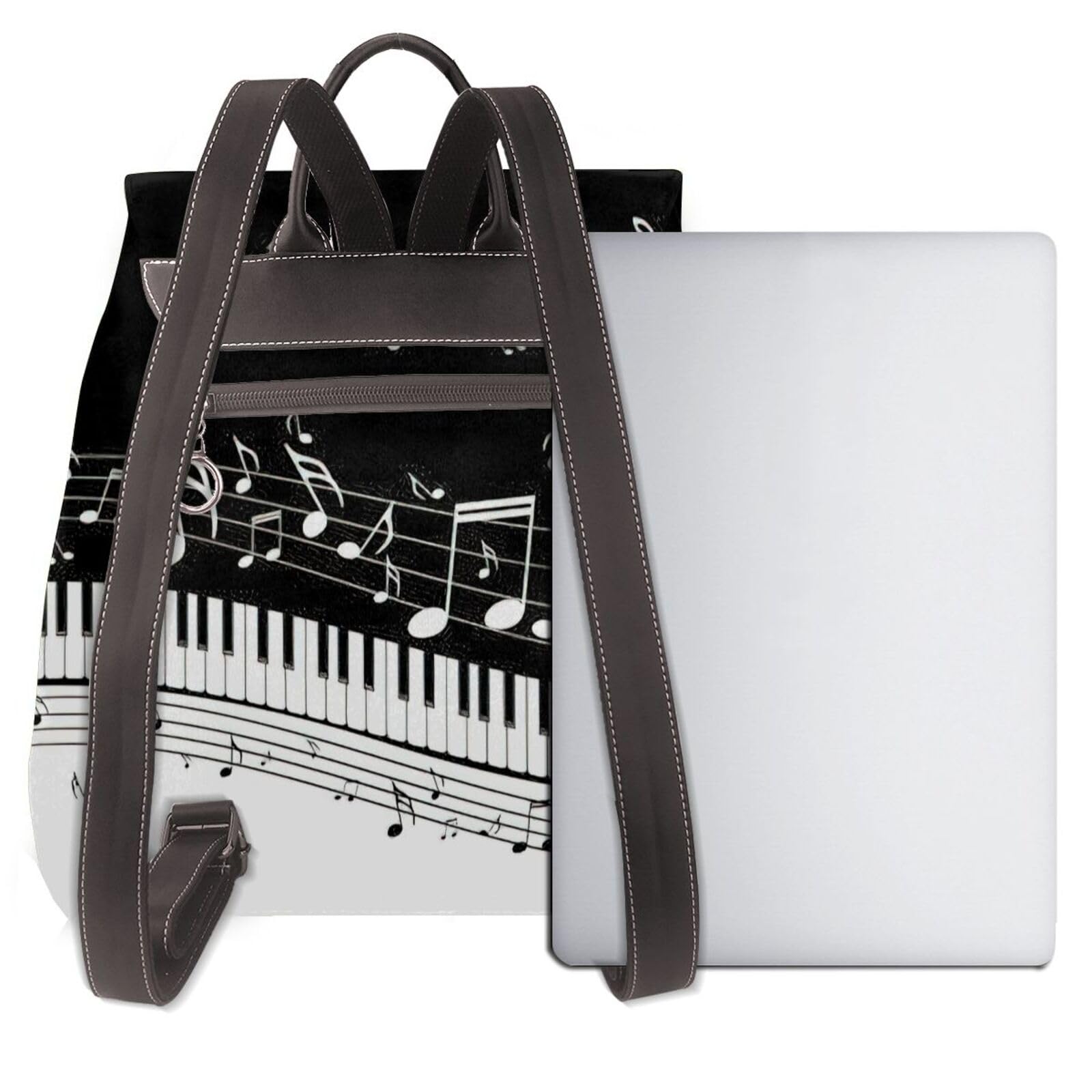 Damenrucksack mit Klaviertasten und Musiknoten-Aufdruck, stilvoll, leicht, Alltag, Freizeit, Reisen, Arbeit, Business