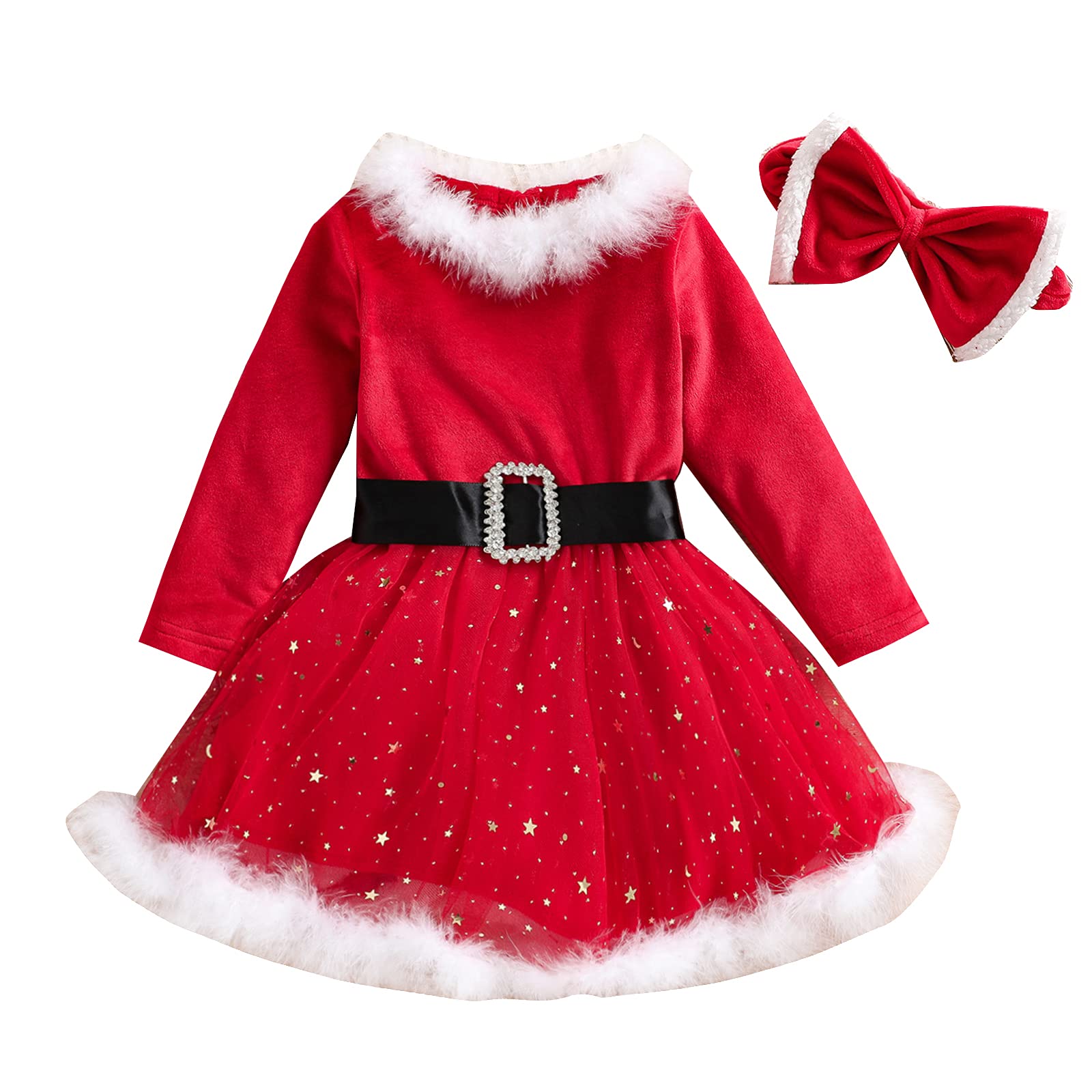 Toddler Christmas Flower Girl Dress Stylish Winter Long Sleeve