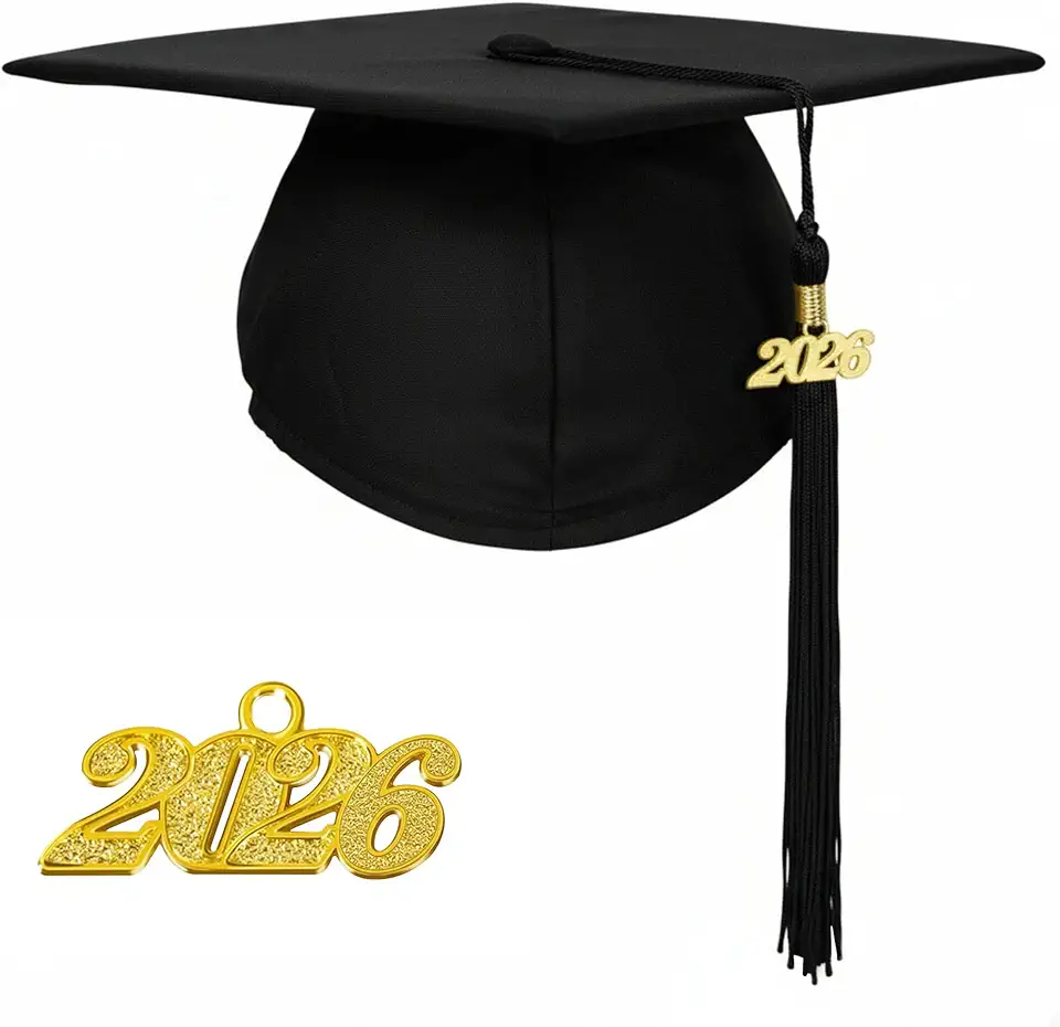misscom Unisex Matte Graduation Cap with 2024 2025 Year Charm for Adult Middle High School and Bachelor