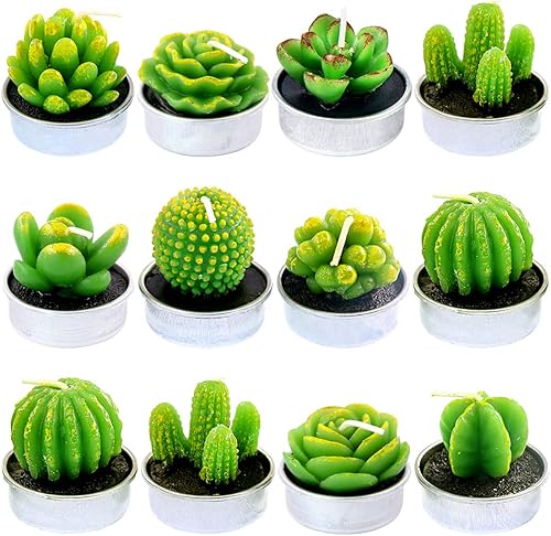 Miniatura 3 de Swpeet Kit de velas decorativas de cactus suculento de 24 piezas