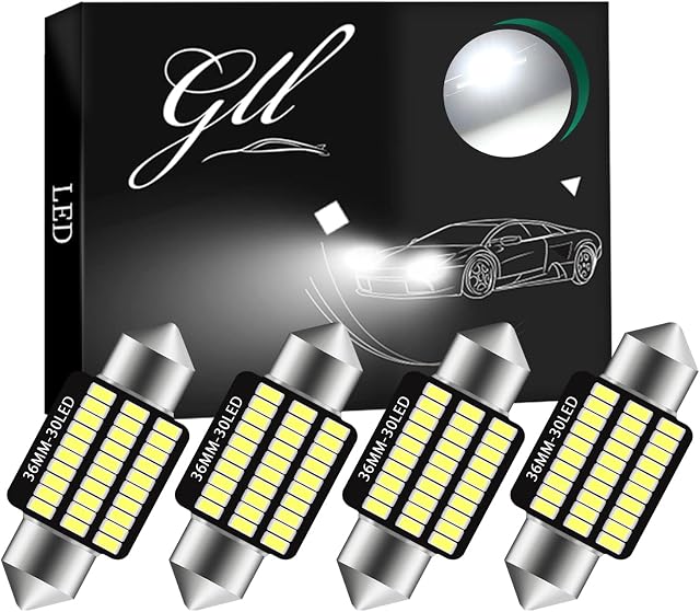 Grandview 4pcs 36MM C5W Canbus White Festoon Interior LED Bulbs with 30-3014-SMD Chips 6411 6413 6418 C5W LED Bulbs for Car Interior Dome Map Door Courtesy License Plate Lights