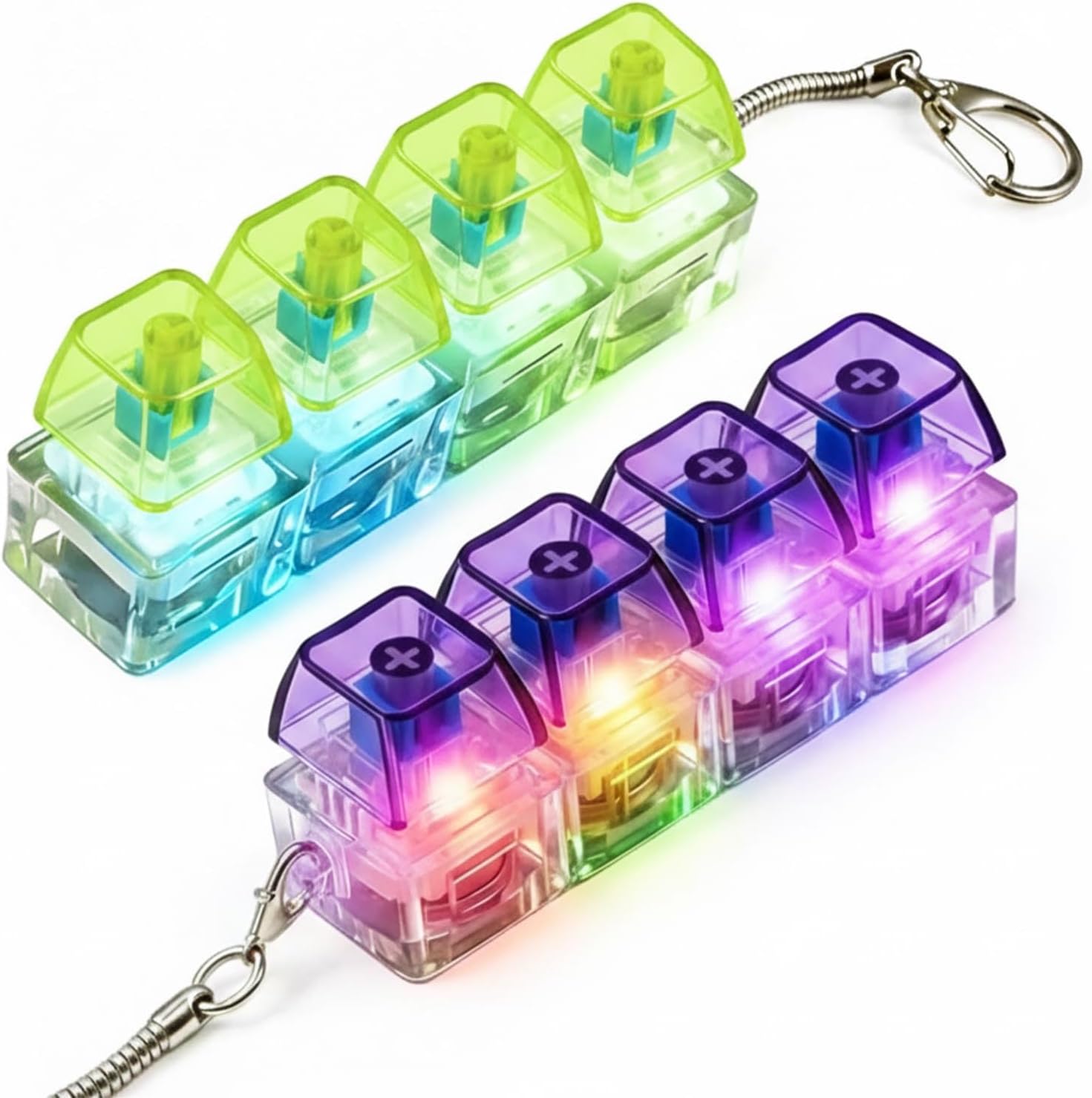 Keyboard Fidget Toy, Keyboard Clicker with LED Light, Keyboard Fidget Keychain, Keyboard Button Finger Clicker for Anxiety Relief