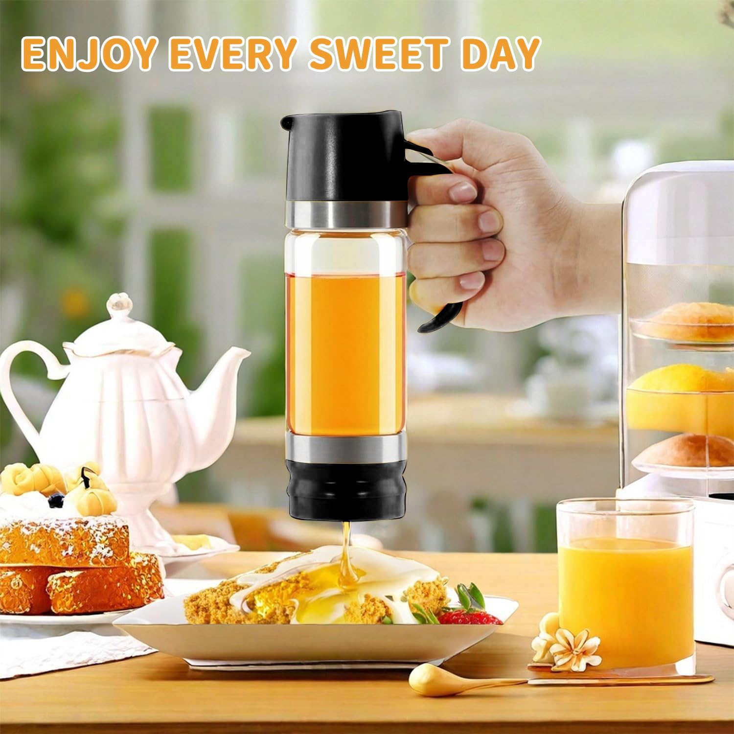 Distributeur De Miel En Plastique, Pot De Sirop En Verre, Conteneur Durable