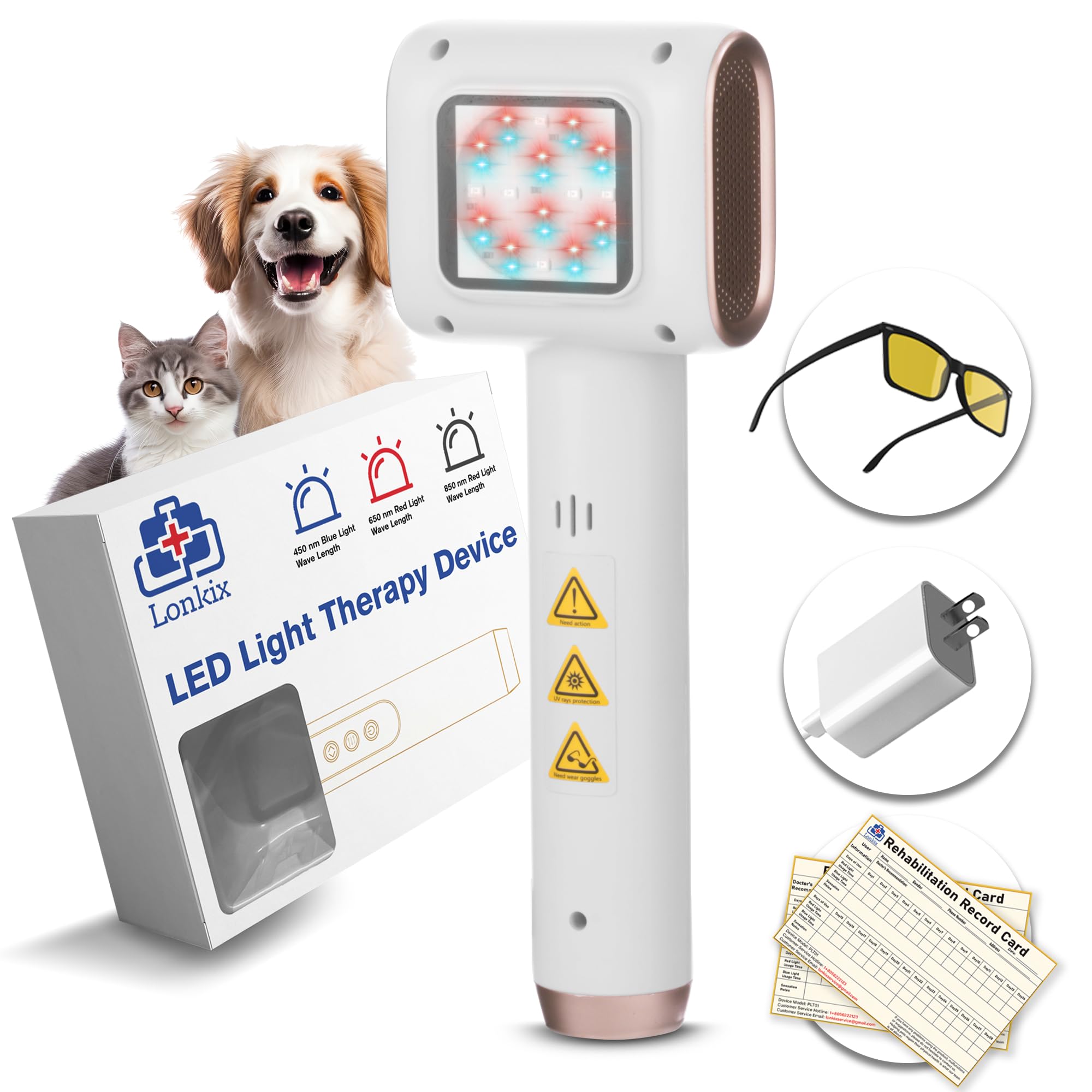Terapia de luz roja para perros y mascotas: alivio del dolor, dolor muscular y articular, reduce la inflamación, cura heridas y elimina problemas de la piel, color blanco