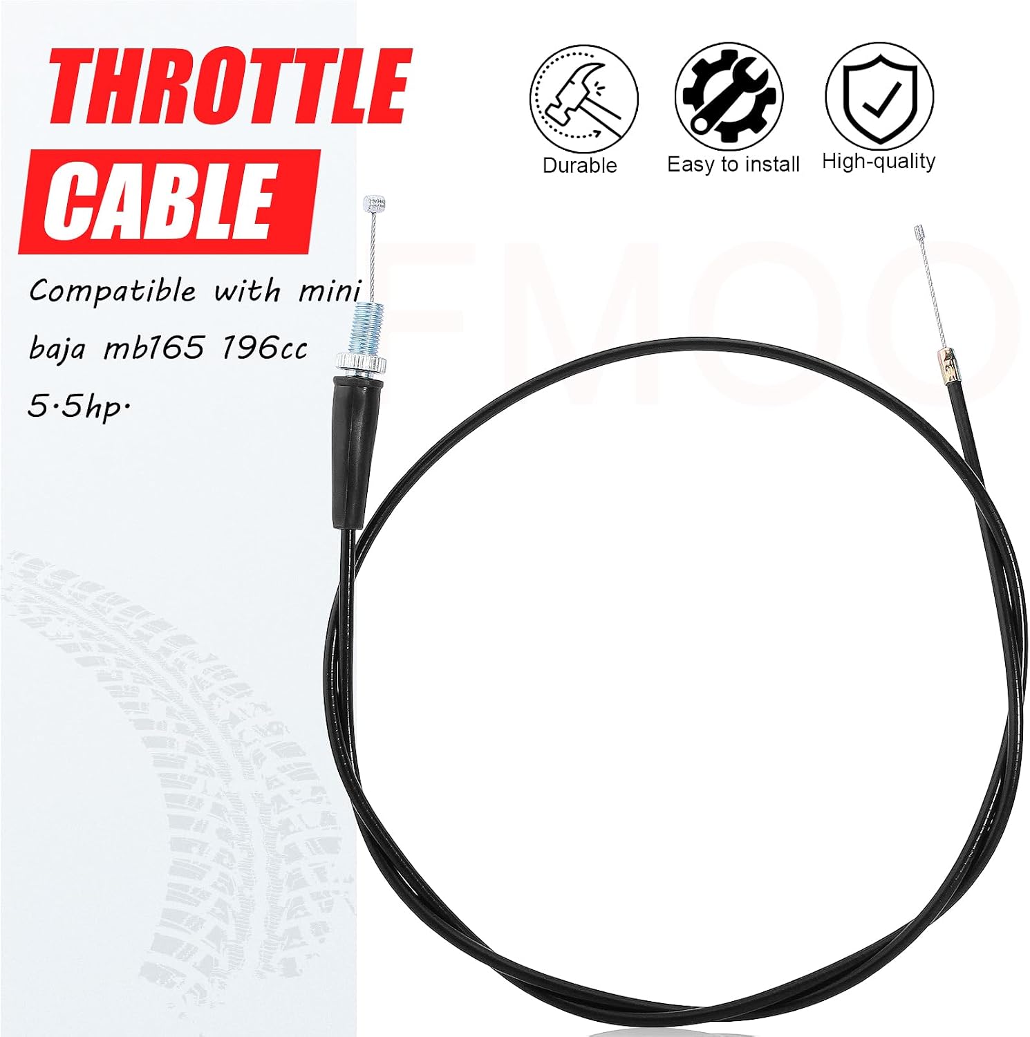 Throttle Cable for ATV/ATC Dirt Bike Mini Baja Mb165 196cc 5.5hp Mb200 200cc 6.5hp 196cc 200cc Doodlebug Bike 50inch