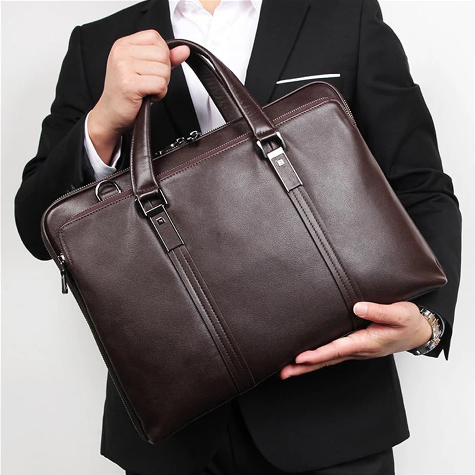 Valigetta per Uomo Valigetta in pelle Borsa da lavoro in uomo for laptop 15,6 pollici ufficio 14 for documenti a tracolla