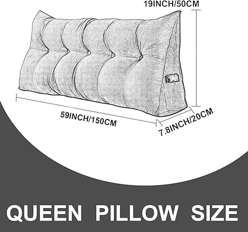 Miniatura 5 de Almohada triangular de cuña, respaldo de cabecera de vellón, cojín grande para reposo en cama, almohadas de lectura, almohada de apoyo de