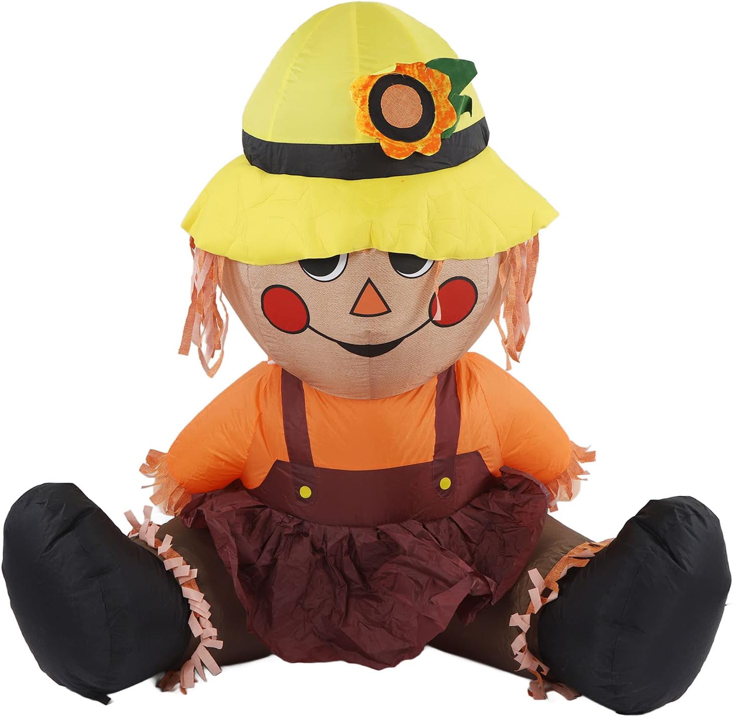 Inflatable Scarecrow Farm Girl, Inflatable Harvest Scarecrow Blow Up Lighted Yard