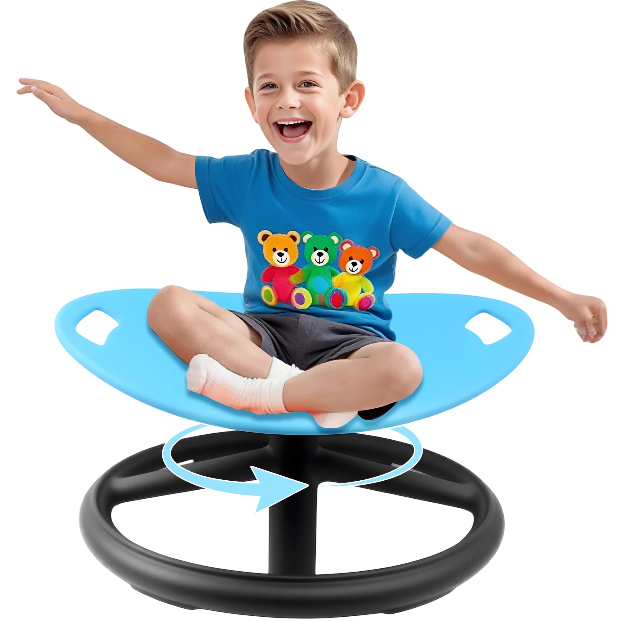 LGMCF Kids Sensory Spinning Chair, Spinning Chair for Autism & ADHD Children with Safety Handle & Non-Slip Design, Sensory Toy for Training Body Coordination (Blue)