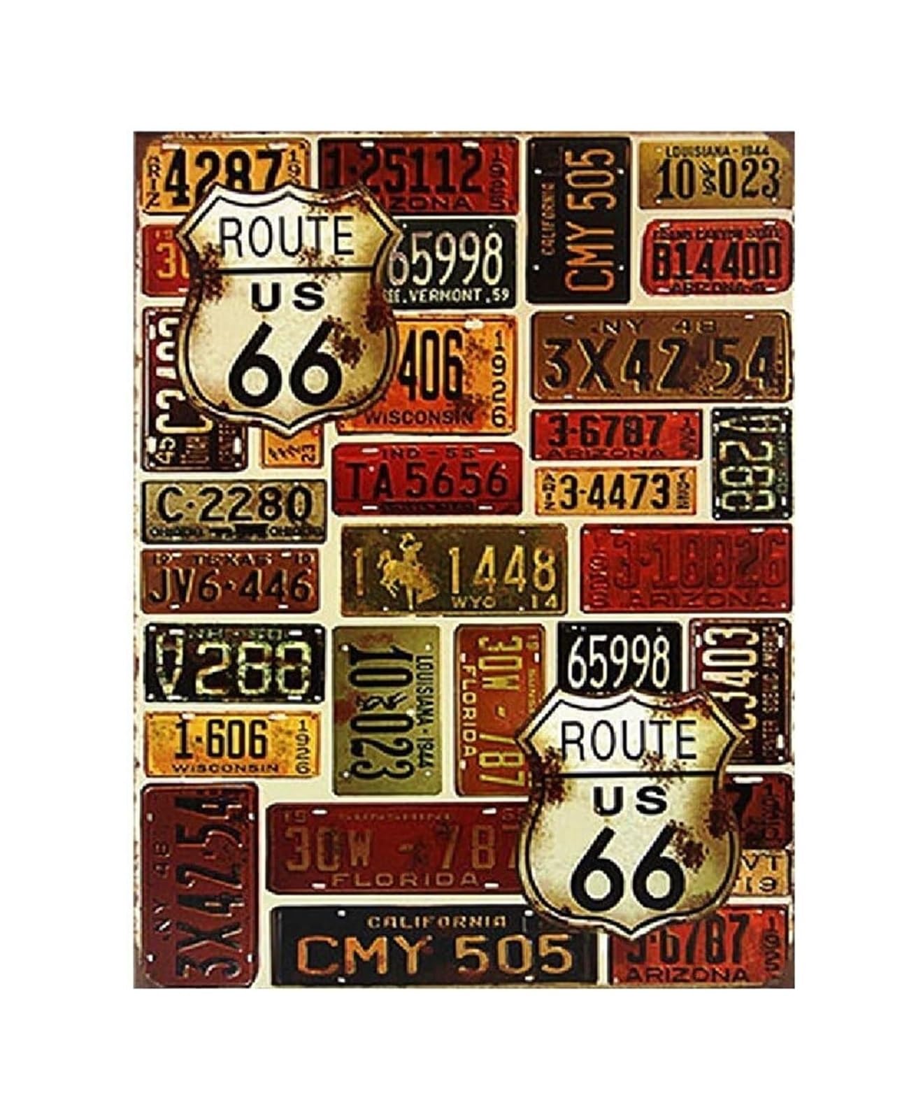 AUOQKQUT Vintage Route 66 Tin Sign Champion Themed Wall-Art Retro American Highway Decor for Man Cave Garage or Bar 8 X 12 in
