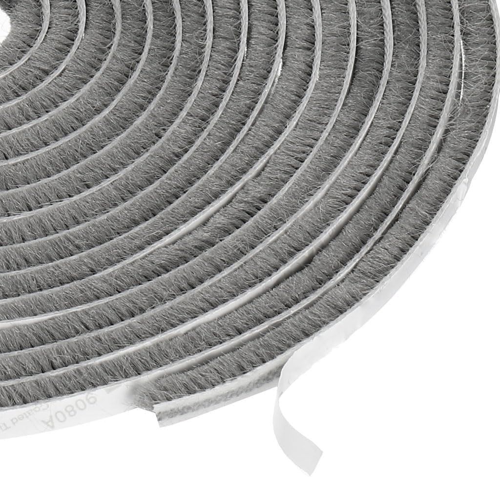 5M Self Adhesive Brush Seal Weather Stripping for Sliding Doors and Windows - Soundproof and Dustproof,1pcs(Gray,8mmx7mm)