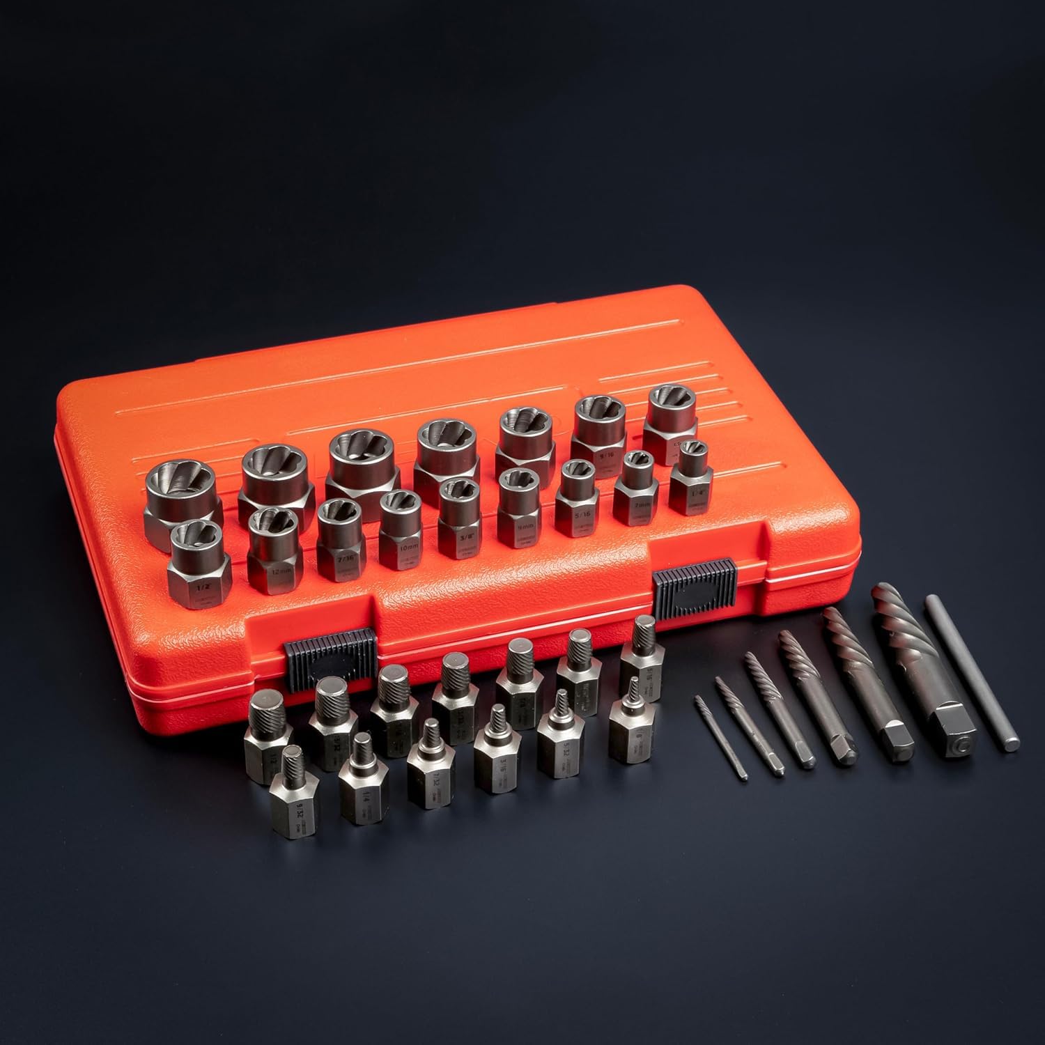NEIKO 04208A Estrattore per viti, dadi e bulloni, 36 pezzi strumento di rimozione dado capocorda, 3/8 Dr., Set di prese estrattori per bulloni spogliati profondi e poco profondi, strumento di
