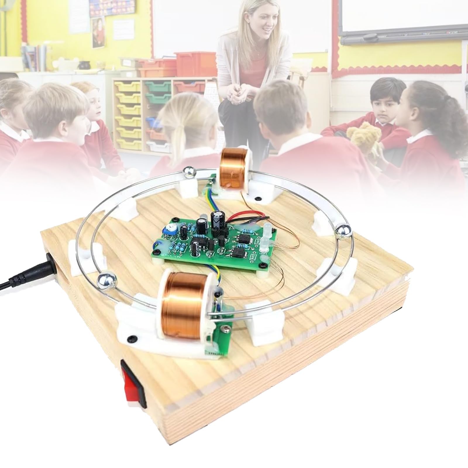Kit De Acelerador Electromagnético para Armar, Modelo De Movimiento Circular con Bola De Hierro De Doble Bobina, Herramienta De Experimento De Física De Inducción Magnética para Educación