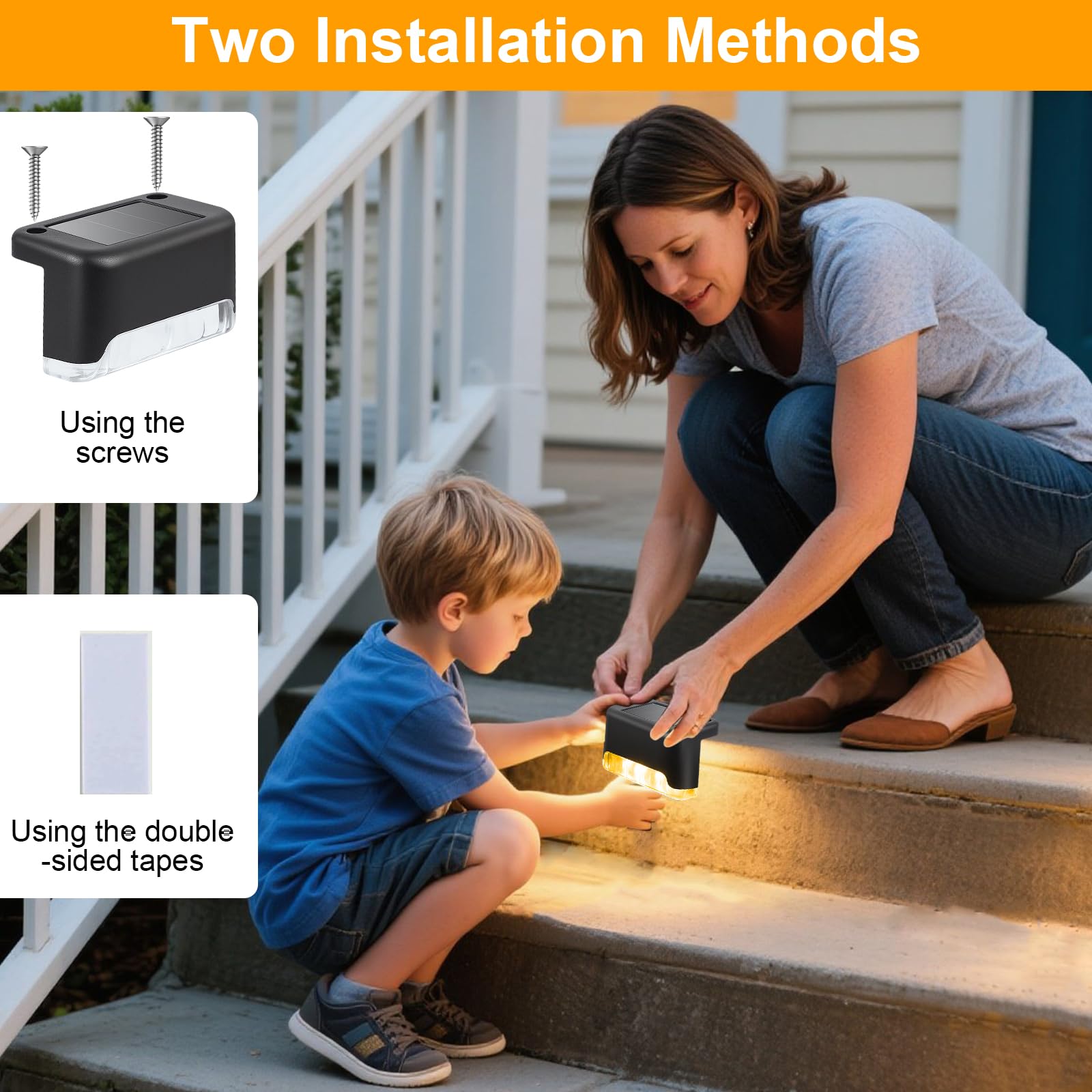 Ninonly Luces Solares Exterior Jardin, Juego de 16 Luz Solar para Escaleras, Lamparas Solares LED Impermeable, Iluminación Decoración Step para Patio Terraza Escalones Cubierta Valla
