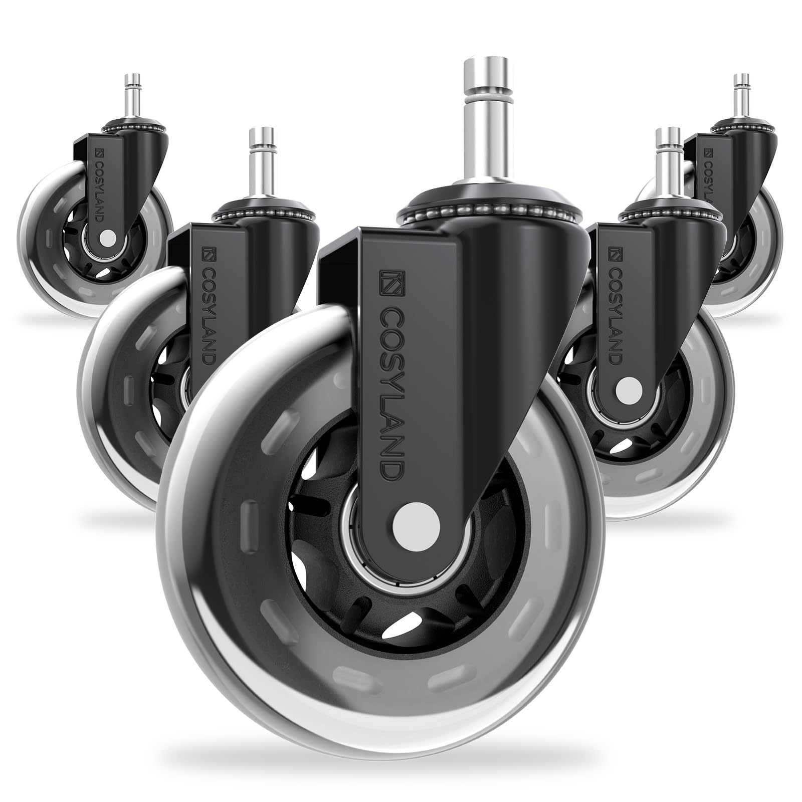 COSYLAND Office Chair Wheels Replacement For All Floors - 11x22mm Rubber Wheels For Office Chair Set Of 5 – Smooth & Silent Desk Chair Rollers (Not For 1KEA)