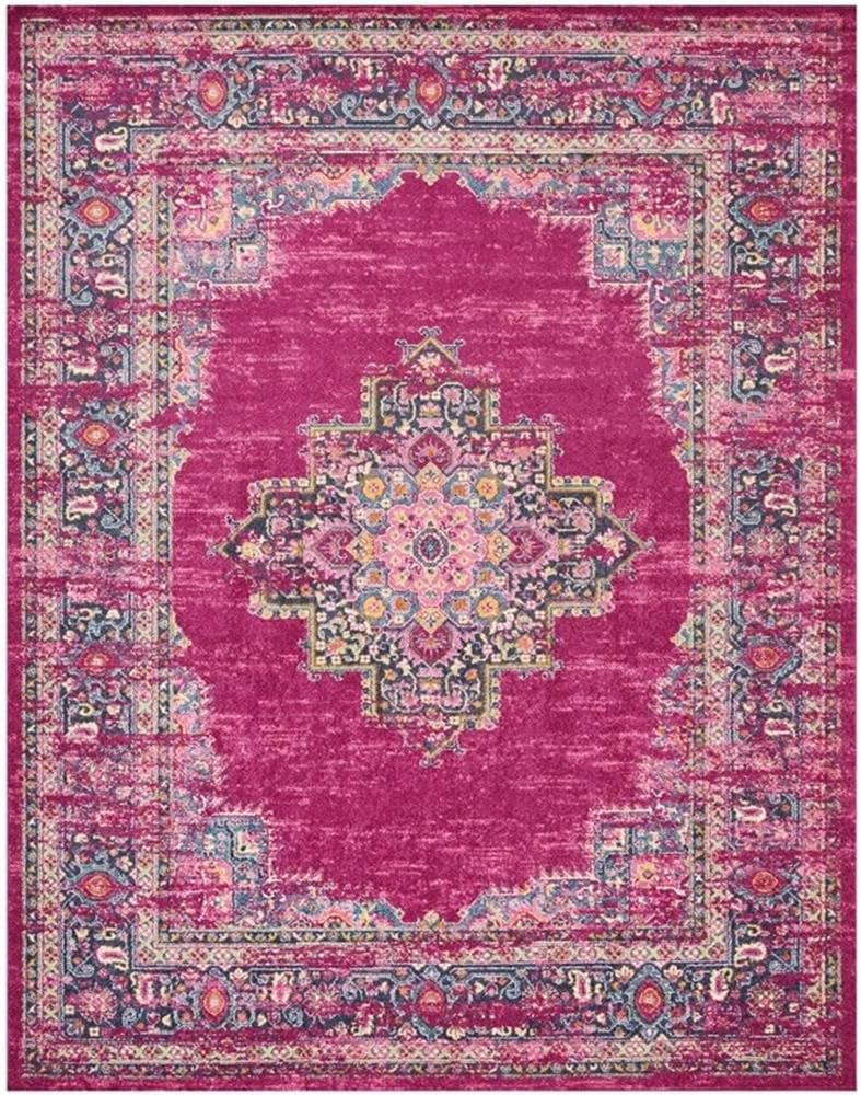 Traditional Floral Medallion 8' x 10' Blue and Purple Area Rug