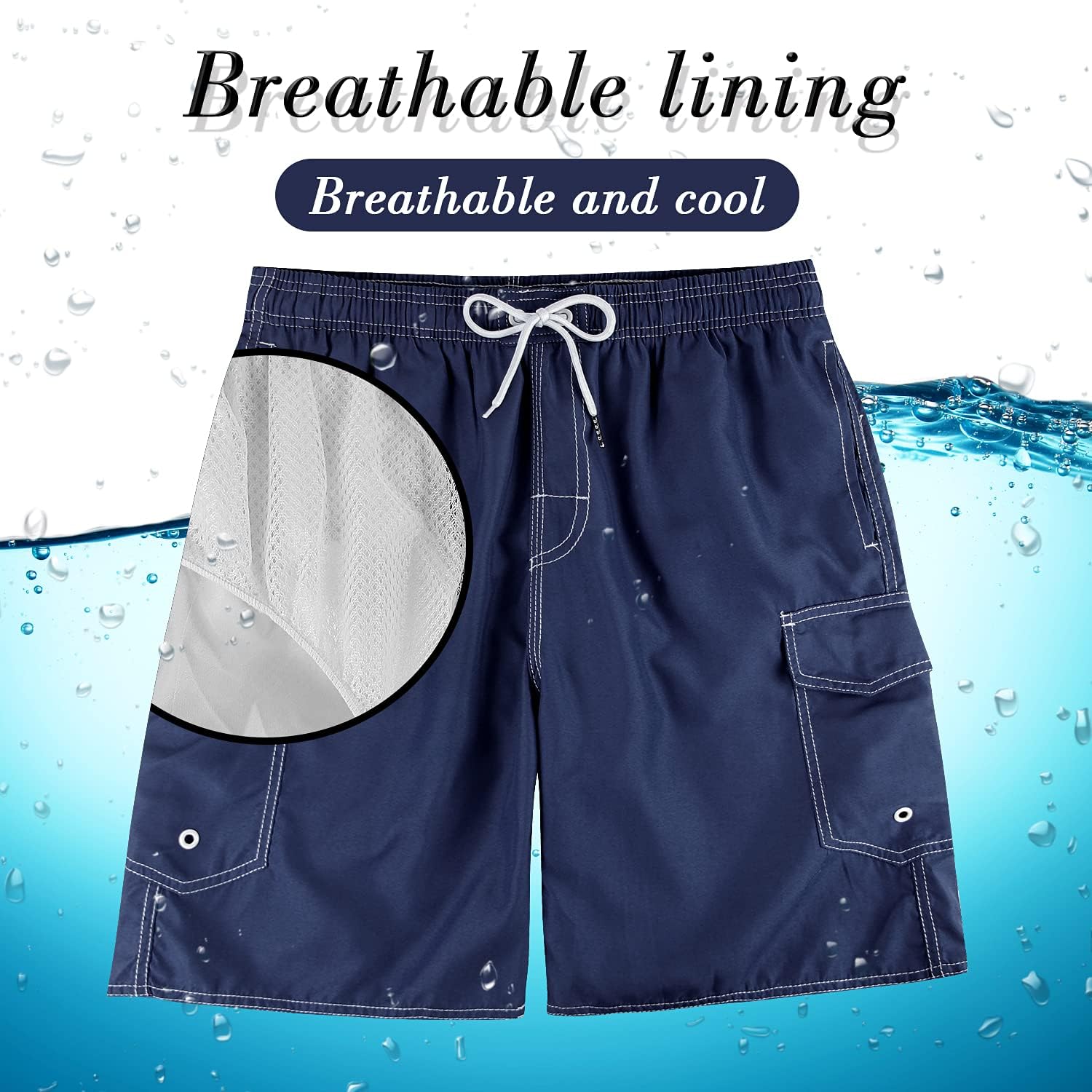 MILANKERR Men's Swim Trunk Swimming Shorts with Pockets S Navy