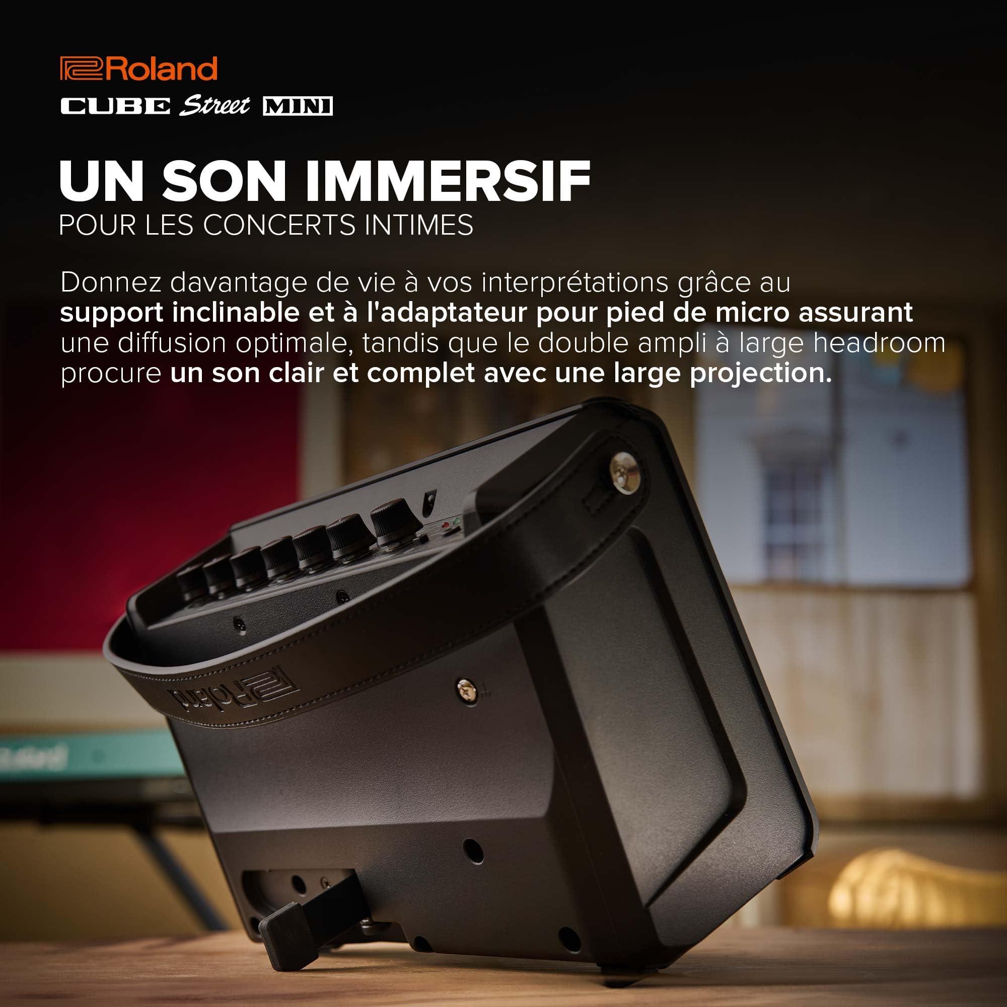 Roland Cube Street Mini | Ampli Ultra Compact | Son Exceptionnel | Idéal pour Les Petites scènes | Compatibles avec micros et Instruments | Jusqu'à 7 Heures d'autonomie sur Batterie | Effets intégrés