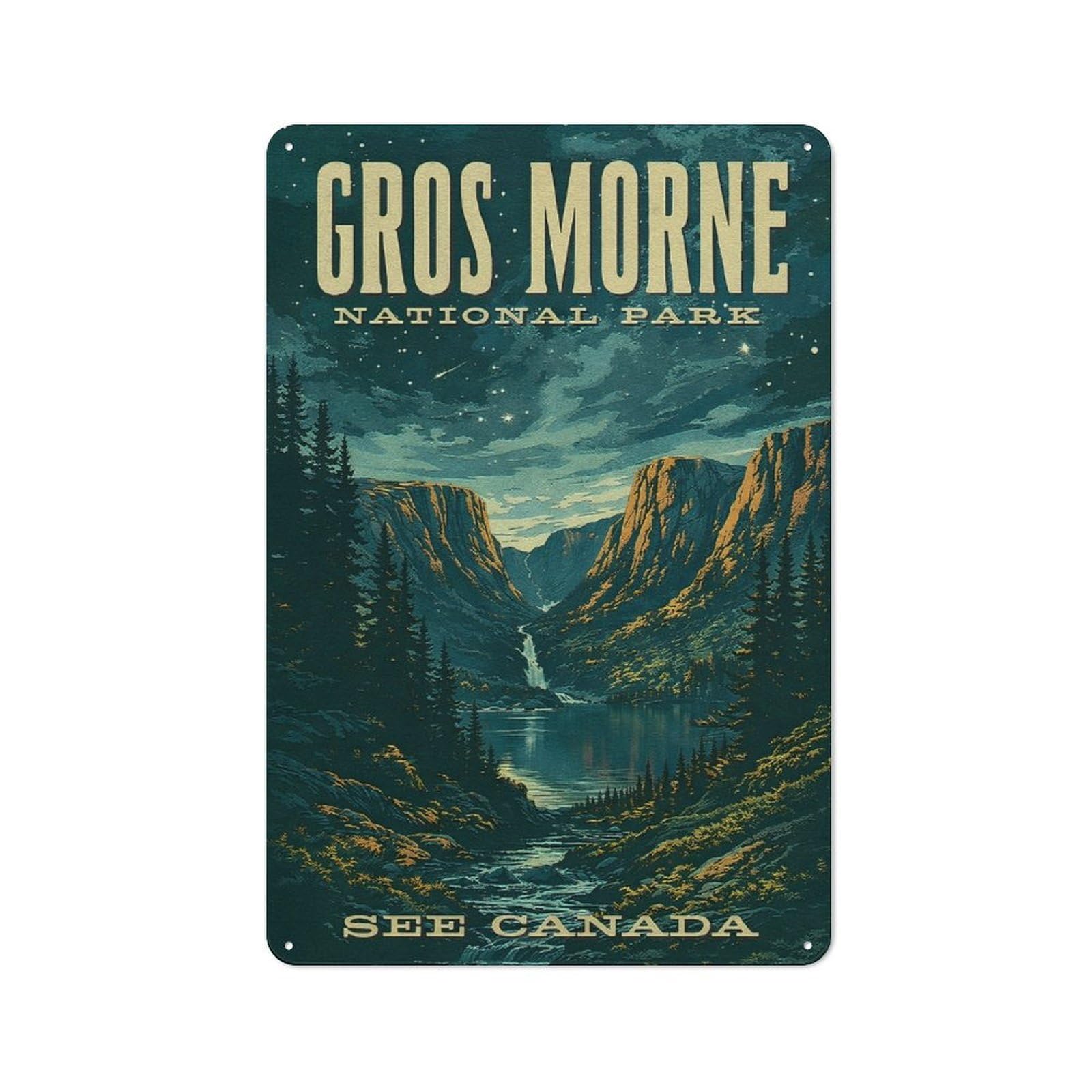 Junmoney Style-4 Gros Morne National Park Vintage Retro Metal Wall Decor 30X20cm, Decorative Tin Plaque For Bar, Kitchen, Garage Or Games Room