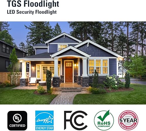 Miniatura 9 de HALO TGS - Luz de inundación LED integrada de 27 vatios, bronce, activada por movimiento, para exteriores con cabezal individual cuadrado, 4000 K,