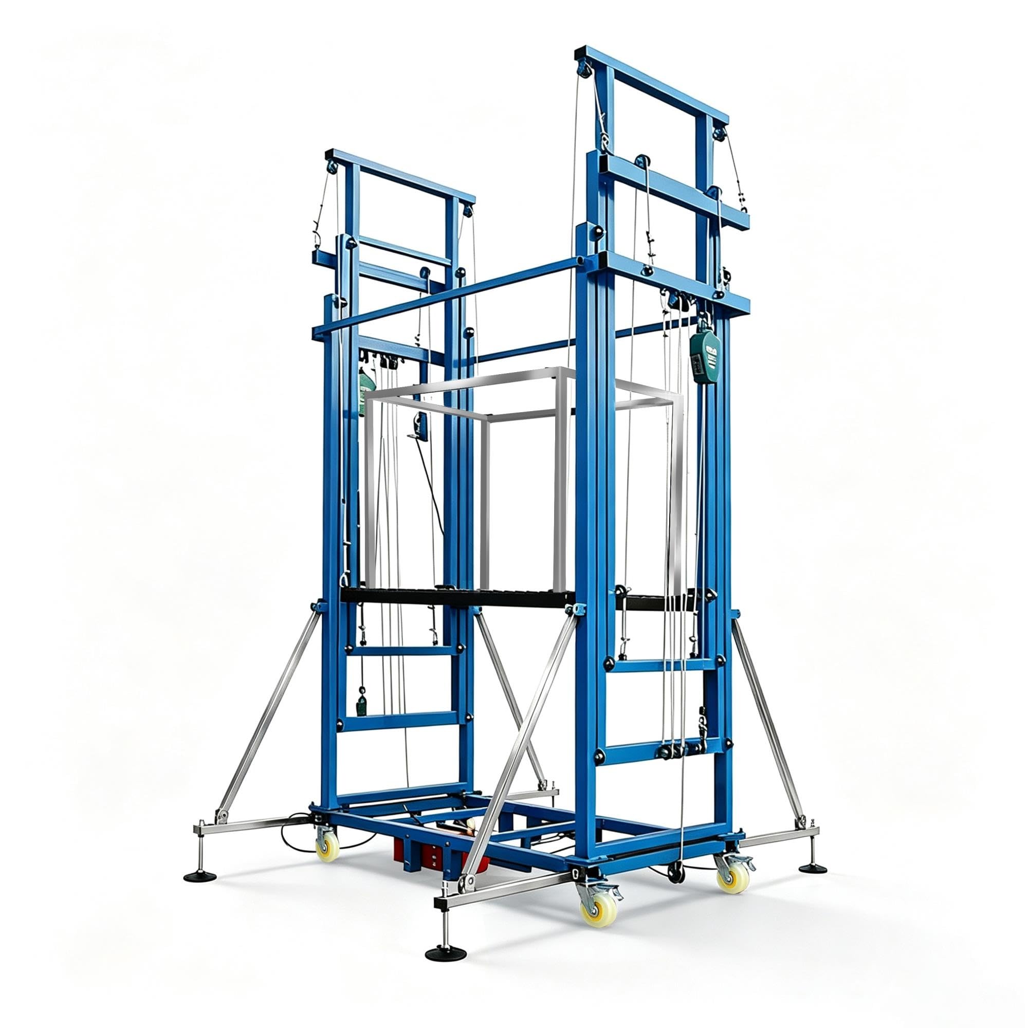 Torre di lavoro elettrica mobile per ponteggi con piattaforma di sollevamento motorizzata, guardavia di sicurezza e altezza regolabile per cartongesso, verniciatura interna, costruzione di edifici e