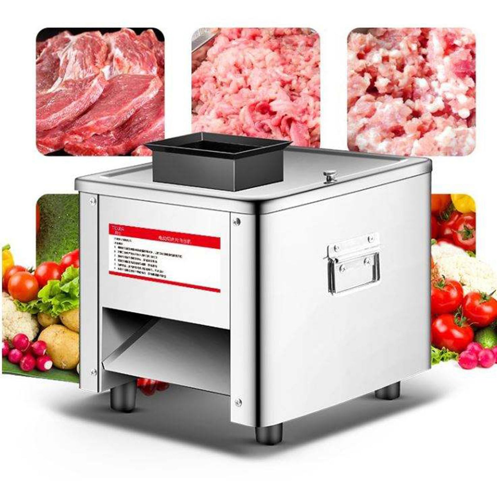 PtaTritious 850W Meat Cutter Machine Commercial, Stainless Steel Electric Slicer & Shredder​​, Food Cutting Slicer for Slices Strips Cubes Minced Meat,440lb/h Capacity, 310r/min 7.0mm