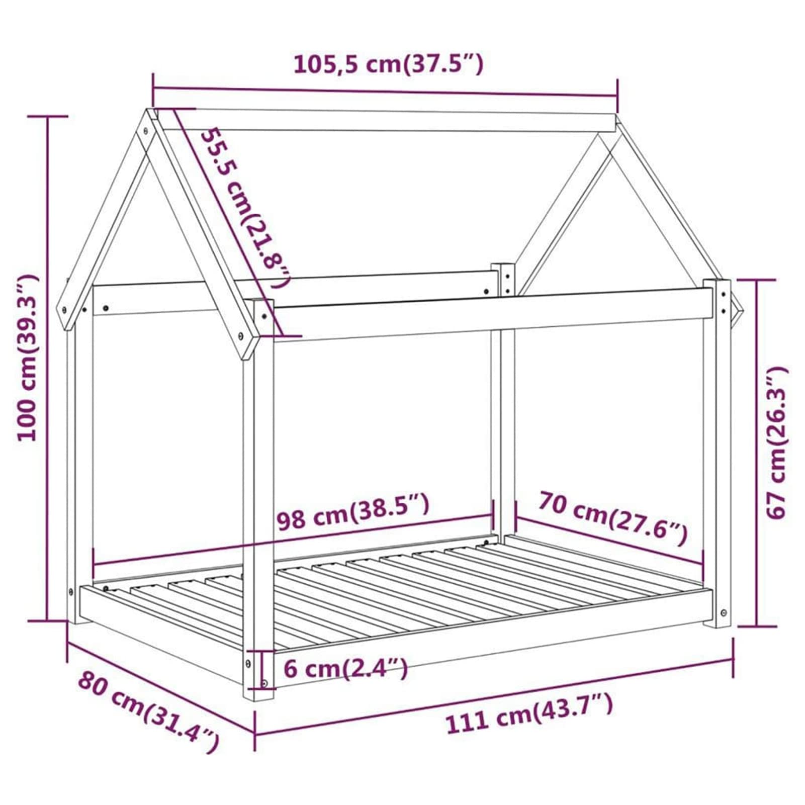 Homgoday Bursztynowe legowisko dla psa 111 x 80 x 100 cm z litego drewna sosnowego, wystrój klatki dla psa klatka dla psa wewnętrzna Kennel dla psów klatki dla psów na zewnątrz ogrodzenie dla psa
