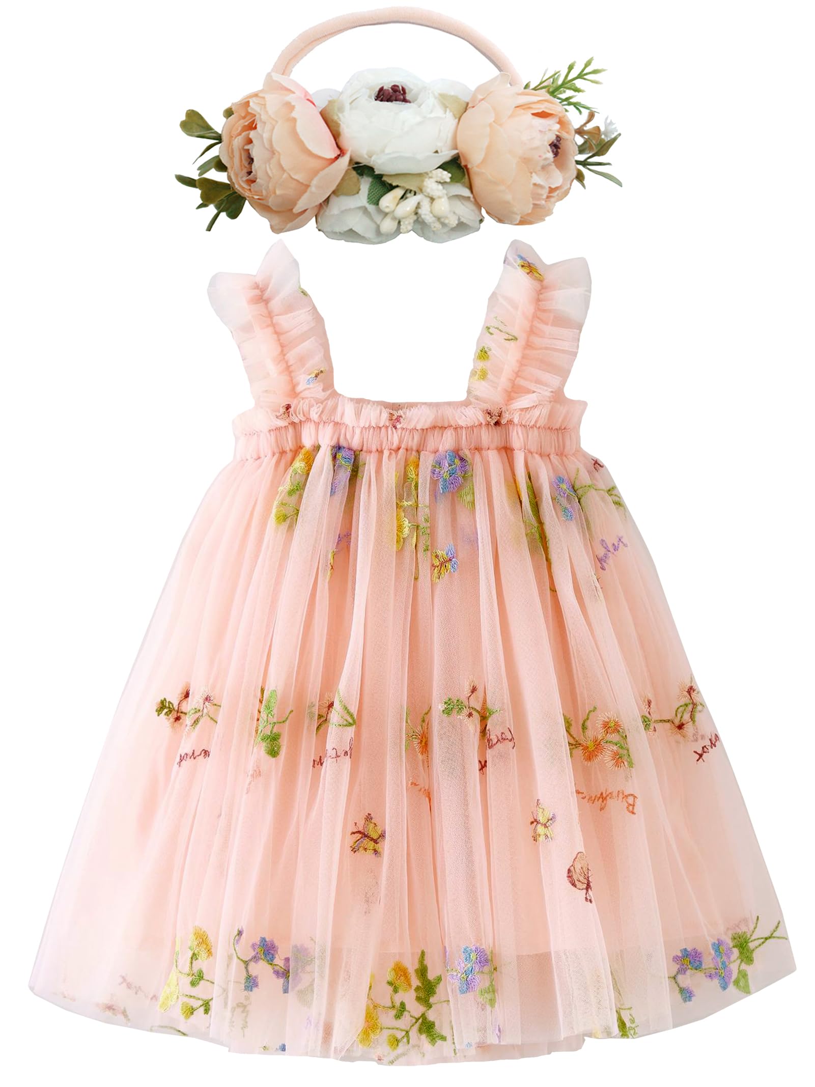 BGFKS Layered Tulle Tutu Dress for Toddler Girls,Baby Girl Rainbow Tutu Princess Skirt Set with Flower Headband.