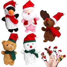 Christmas Cartoon Finger Puppets 5 Pcs, Cute Xmas Elements Finger Dolls for Children