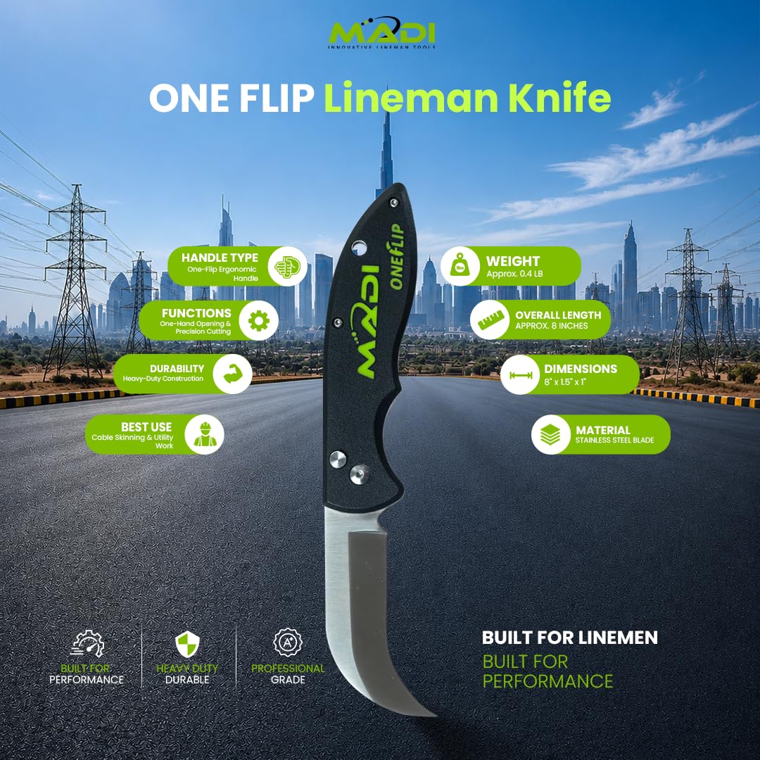Amazon.com: MADI PTOLK-1P OneFlip Lineman Knife (Pointed