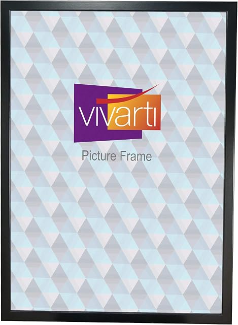 Vivarti Thin Matt Black Picture Frame (A2 Size, 42 x 59.4 cm) Portrait or Landscape Photo Frame with Clear Styrene Sheet & Wall Mounted Hook for Photos, Pictures, Posters, Decor, Certificate Frame