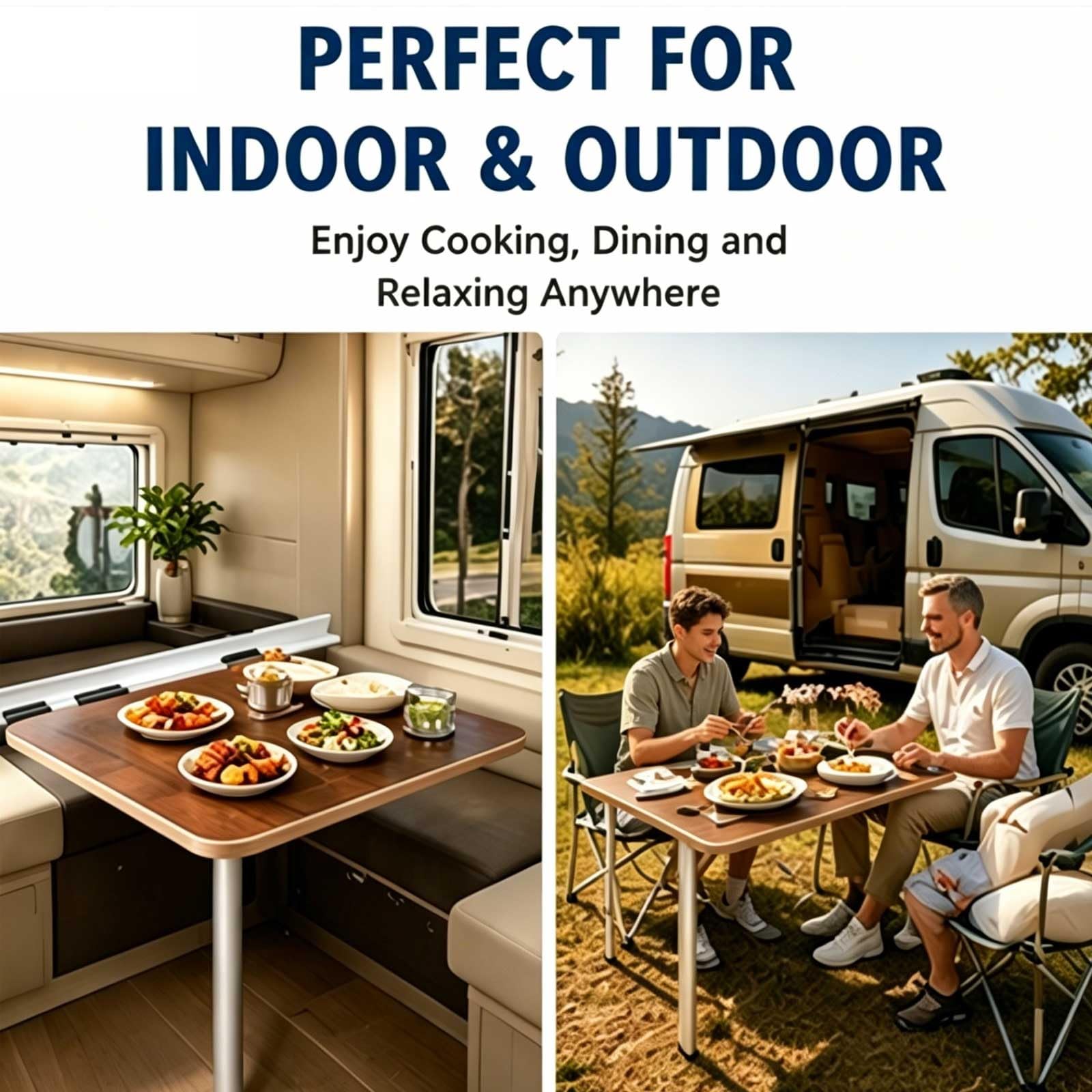 Mesa Camper, Mesa Plegable Camping, Mesa Campismo, Mesa Plegable, Mesa para Autocaravana, Mesa Plegable Portatil, Mesa Picnic Plegable, Mesa Multifuncional(White)