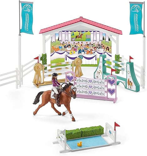 Miniatura 7 de Schleich Horse Club, juego de 36 piezas, juguetes de caballos para niñas y niños de 5 a 12 años, torneo de caballos de la amistad