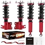 maXpeedingrods Coilovers for Nissan S13 1989-1999, 24 Levels Damping Adjustable Coilovers Suspension Kit, Coil Spring Shock Absorber Struts, Complete Assemblies Lowering Kit Red