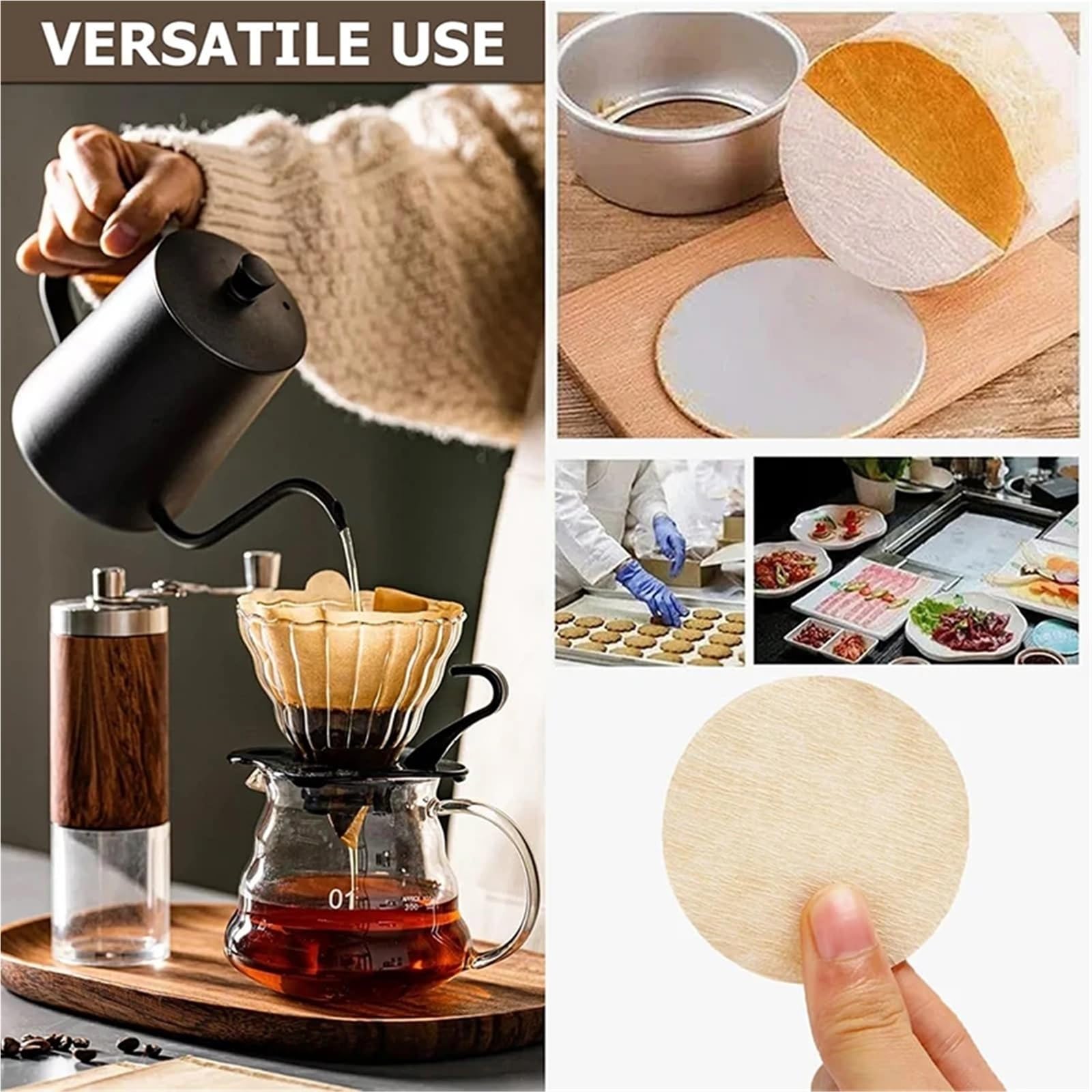 1500Pcs Kaffeefilter Papierfilter Runde Einweg-Kaffeepapierfilter Kaffee-Werkzeug Für Haushalt Wohnen(Coffee)