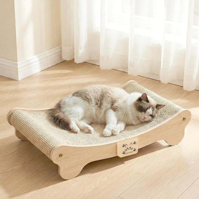 Arranhador para Gatos com Cama Curva em Madeira e Sisal NOCOEX YSJP-3QJ-895