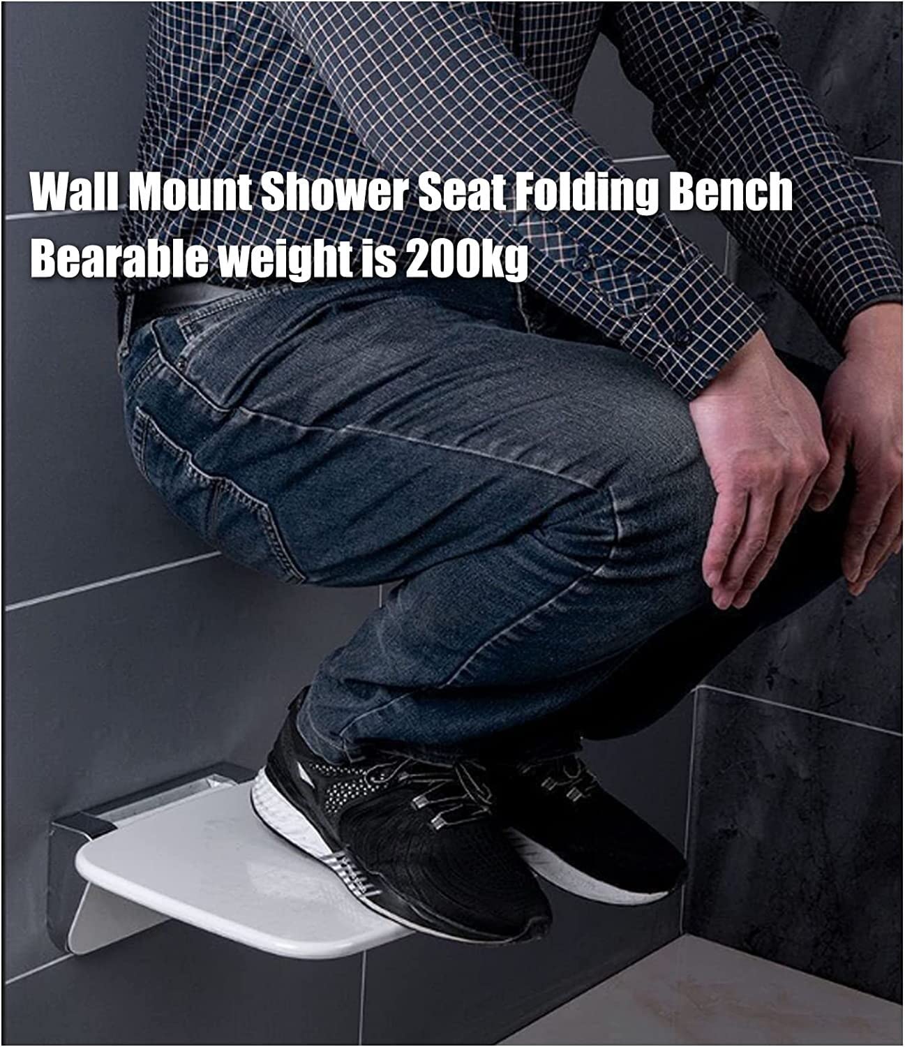Asiento de Ducha abatible montado en la Pared Asiento de ducha plegable montado en la pared, asiento plegable for cabina de ducha Silla de ducha plegable for personas mayores, discapacitadas, embaraza