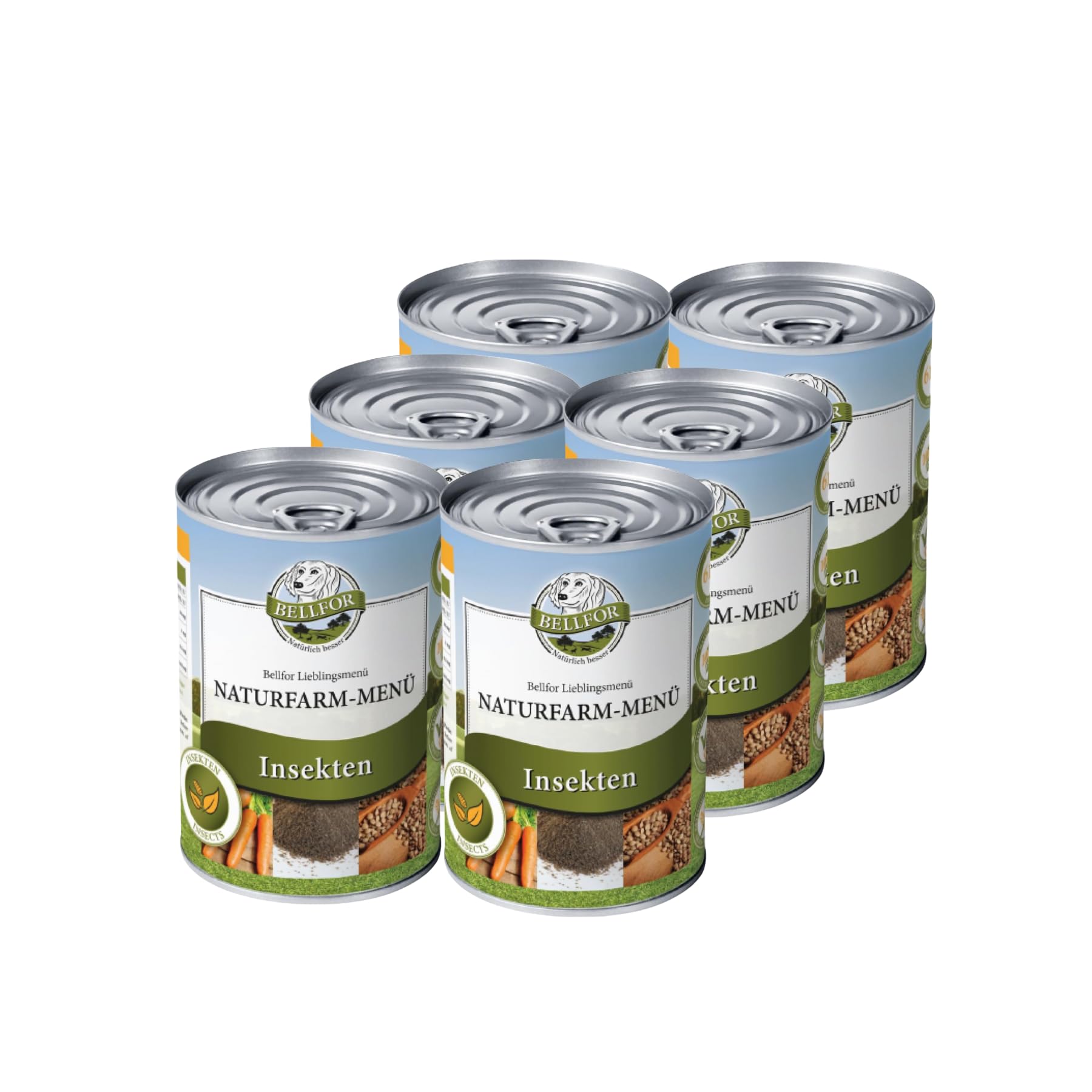 Bellfor Naturfarm Menu - Wet Dog Food with Insect Protein - Grain-Free - 6 x 800 g - For Nutritionally Sensitive Dogs, Rich in Vitamins & Minerals