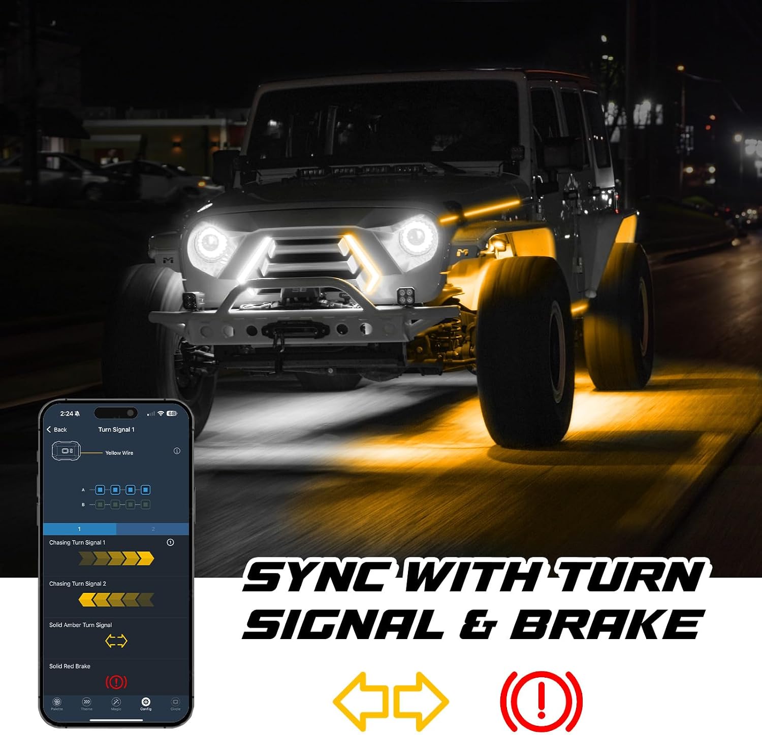 XKmax Atomix Body Panel LED Light Strip for Jeep | RGB Color Chasing & App | XKGLOW (Hood + Running Board Kit)