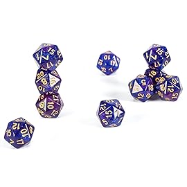 SmartDealsPro 10-Pack 20 Sided Dice D20 Polyhedral Dice for DND RPG MTG Table Game (Glitter Blue-Purple)