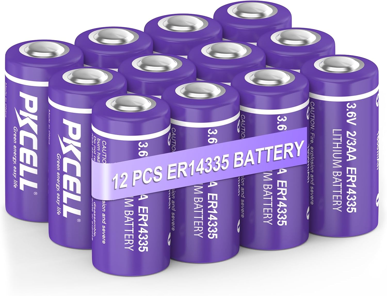 PKCELL ER14335 2/3AA Batteries 3.6V 1650mah Primary Lithium Battery 12-Pack