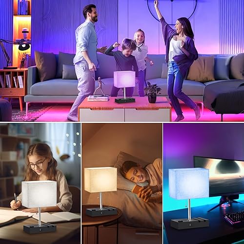 Miniatura 2 de Lámpara de mesa inteligente RGB con control remoto, lámpara Alexa para dormitorio con control de voz y aplicación y sincronización de música,