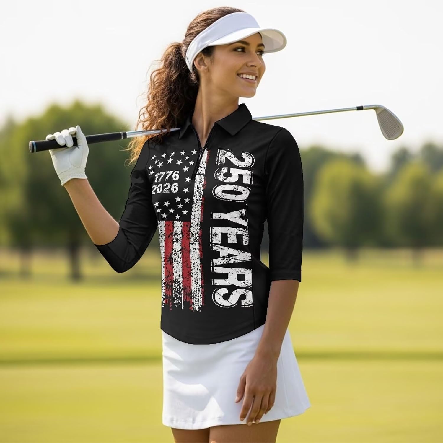 3/4 Sleeve Womens Golf Shirts Quick Dry Quarter Zip Shirts Lapel Collared Workout Tennis Polo Tops image 3