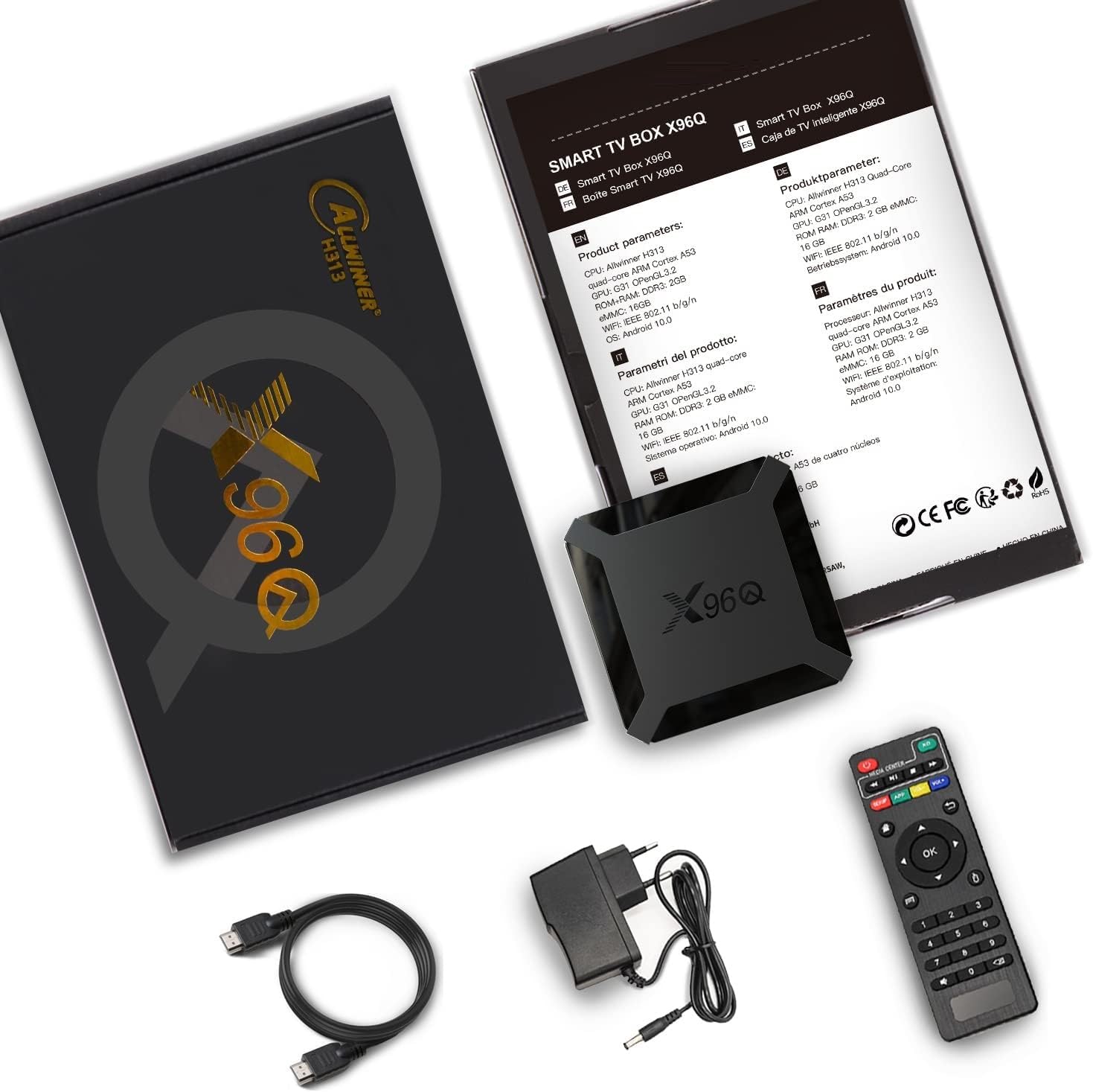 X96 Mini® boitier IPTV, Lecteur Multimédia de Diffusion en continu Smart Android 10.0, 2GO RAM 16GO ROM, boitier IPTV, WiFi, Allwinner H313, Prend en Charge 4K HD, chipset Quad-Core, H256 X96Q
