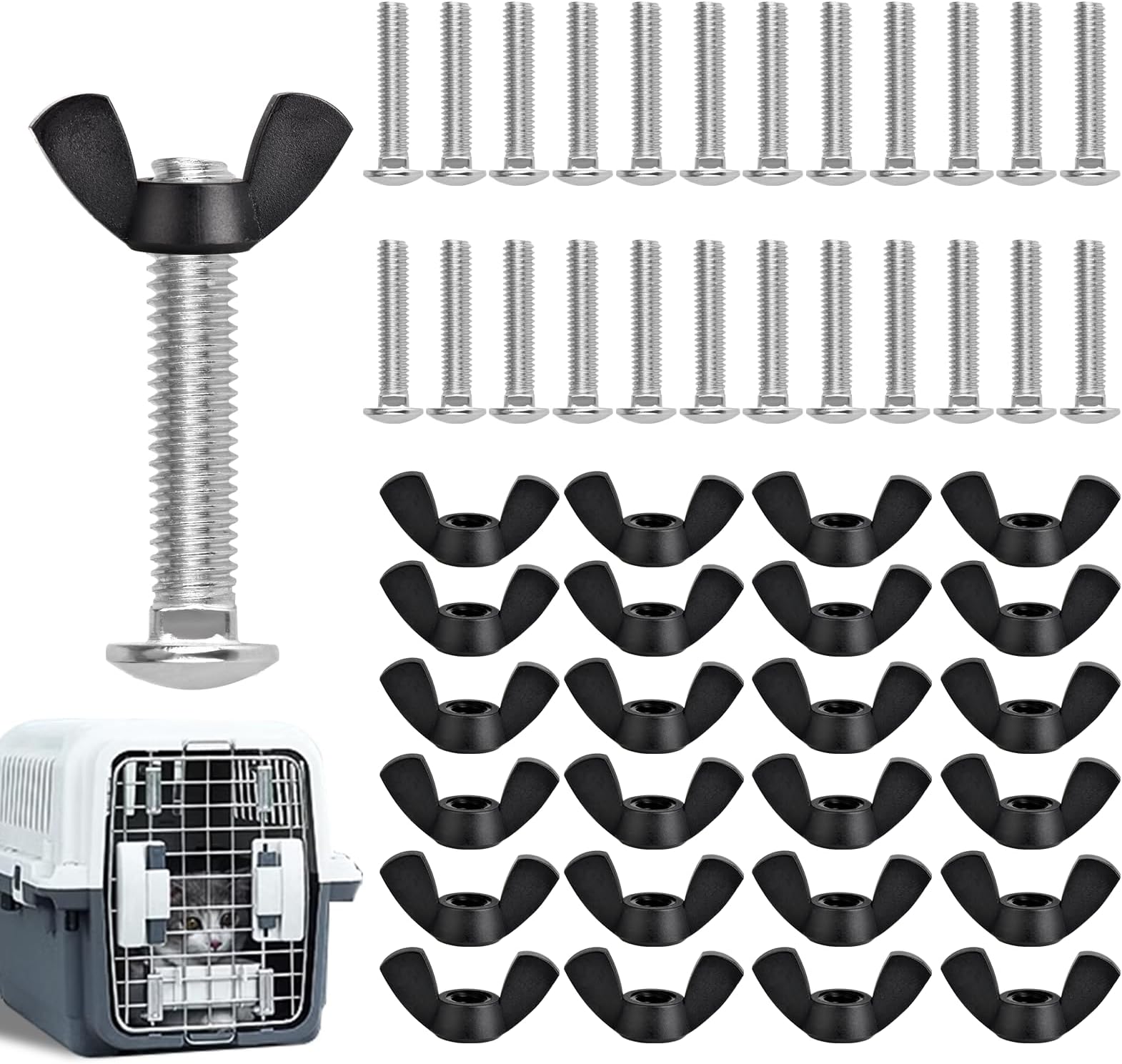 Pet Carrier Fasteners Kennel Replacement M6 Bolts and