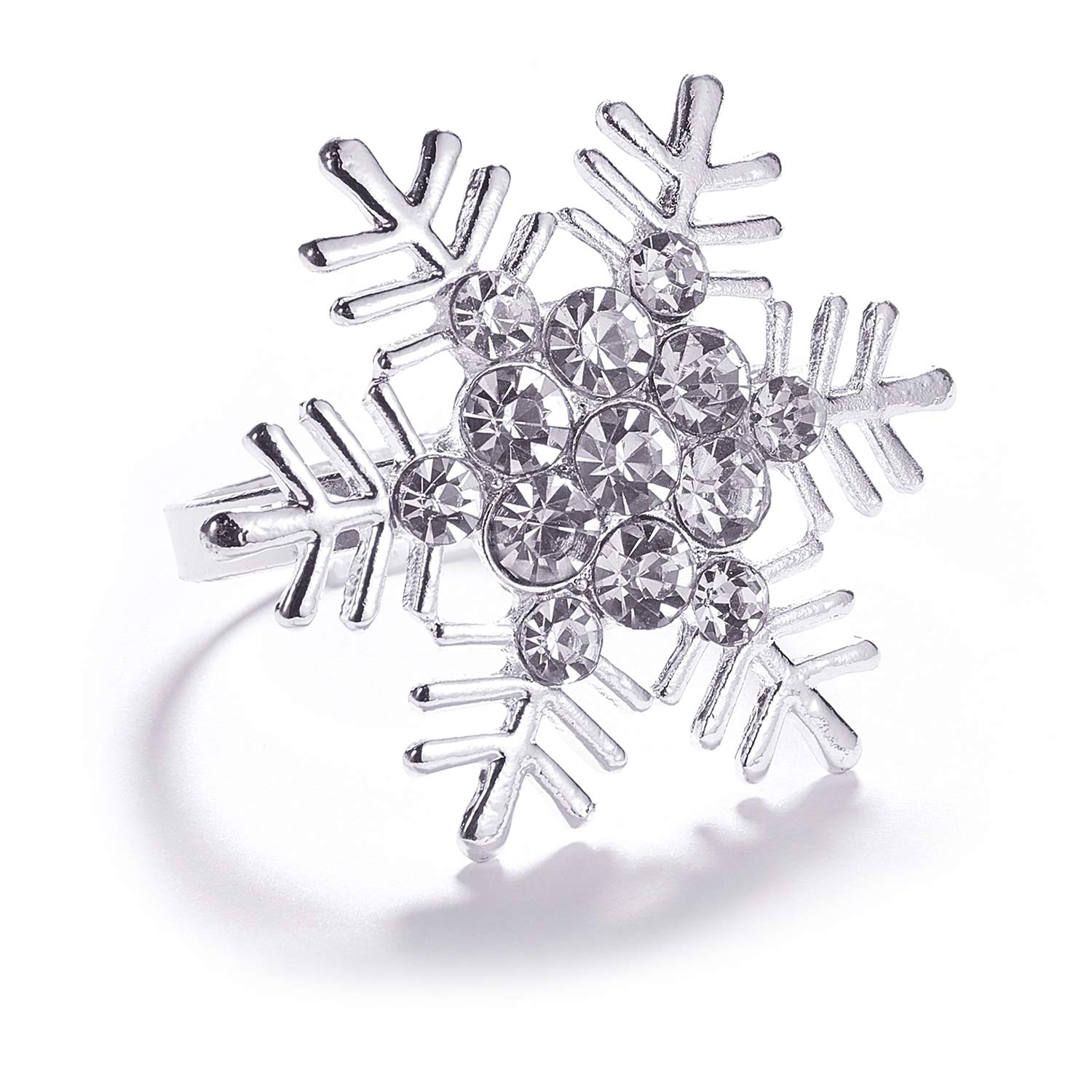 Legigo 6 Pcs Christmas Napkin Rings- Sliver Diamond Snowflake Napkin Holder Rings Dinner Tables Rings for Xmas Winter Holiday Place Setting, Dinner Parties, Weddings, Family Gatherings