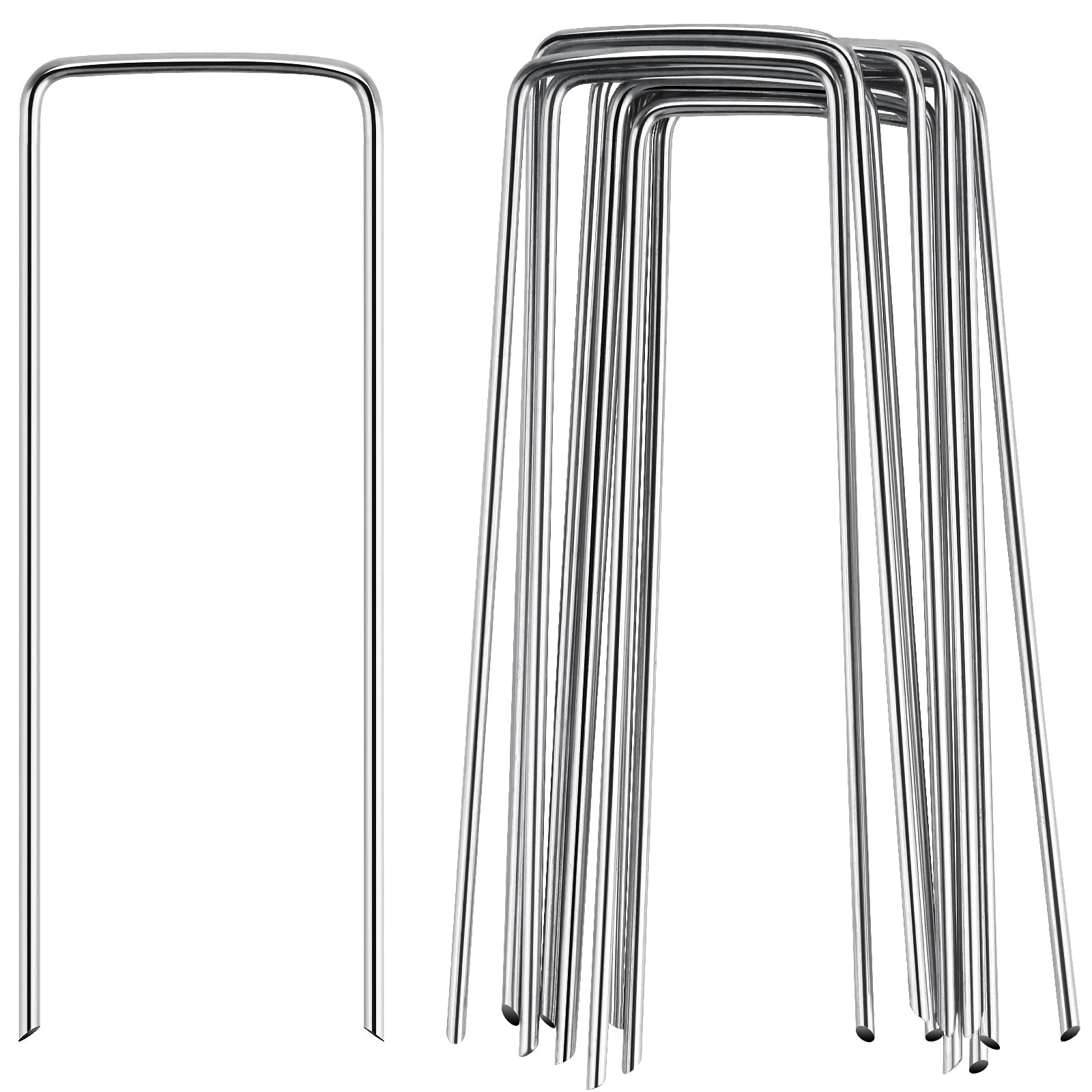 drado50pack Garden Pegs, Steel Securing Pegs, U-shaped Garden Pins for Securing Garden Fleece, Netting, Membrane -4"/100mm