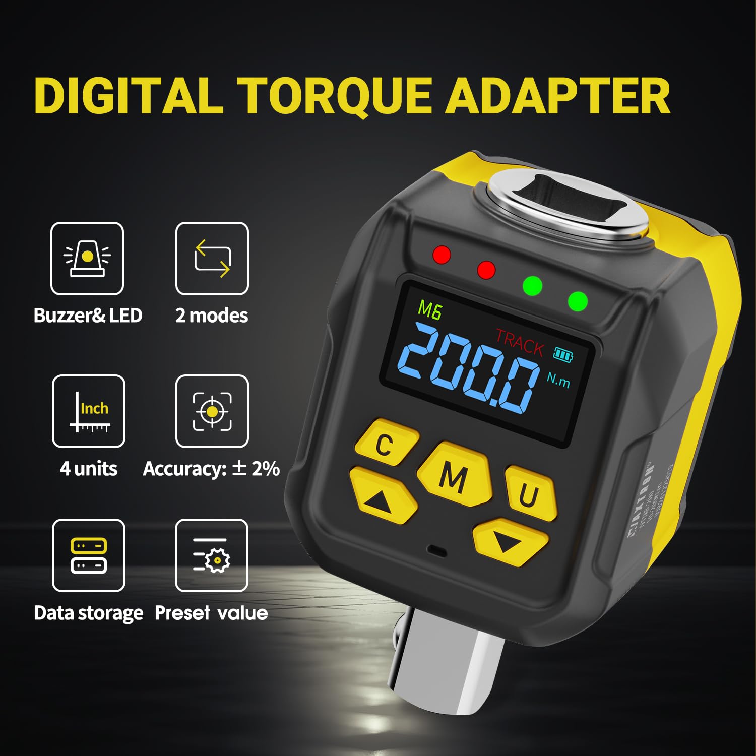 Adaptateur dynamométrique numérique 1/2 pouces, 6-200 Nm, 3 pièces, adaptateur pour clés dynamométriques 3/8" et 1/4", boîte à outils professionnelle pour l'entretien de moto
