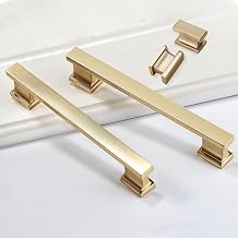 VEHCIL 20 Pack Brushed Gold Cabinet Hardware Value SetSquare Cabinet Knobs & 5 Inch 128mm Cabinet PullsSolid Zinc Alloy Handles for Kitchen, Bathroom, Closet, and Dresser Cabinets